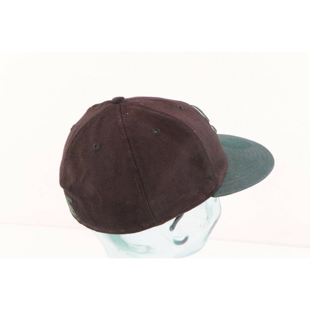 Vintage Distressed New Era Michigan State University Fitted Hat Cap Black 7 1/4 - Picture 8 of 11